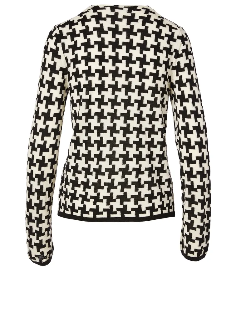 Wool Sweater Houndstooth Print