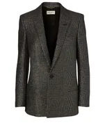 Wool-Blend Blazer Plaid Print
