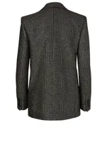 Wool-Blend Blazer Plaid Print