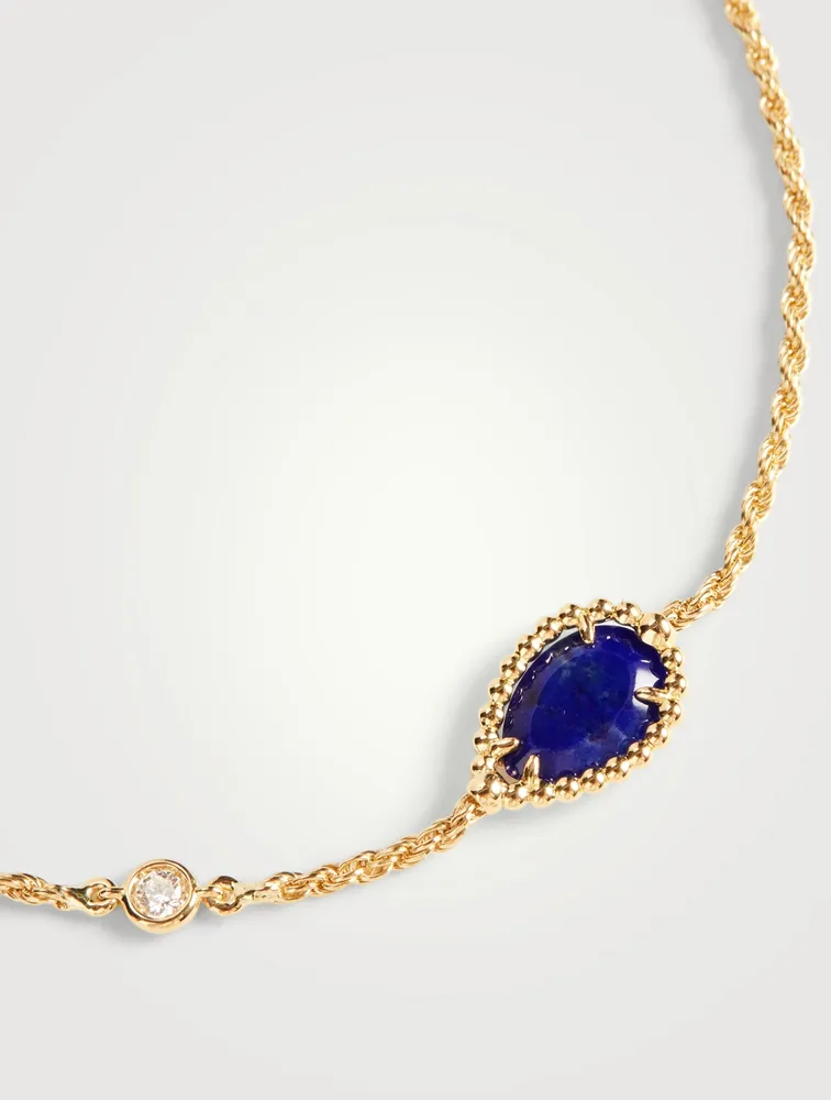 Serpent Bohème XS Motif Gold Bracelet With Lapis Lazuli And Diamond