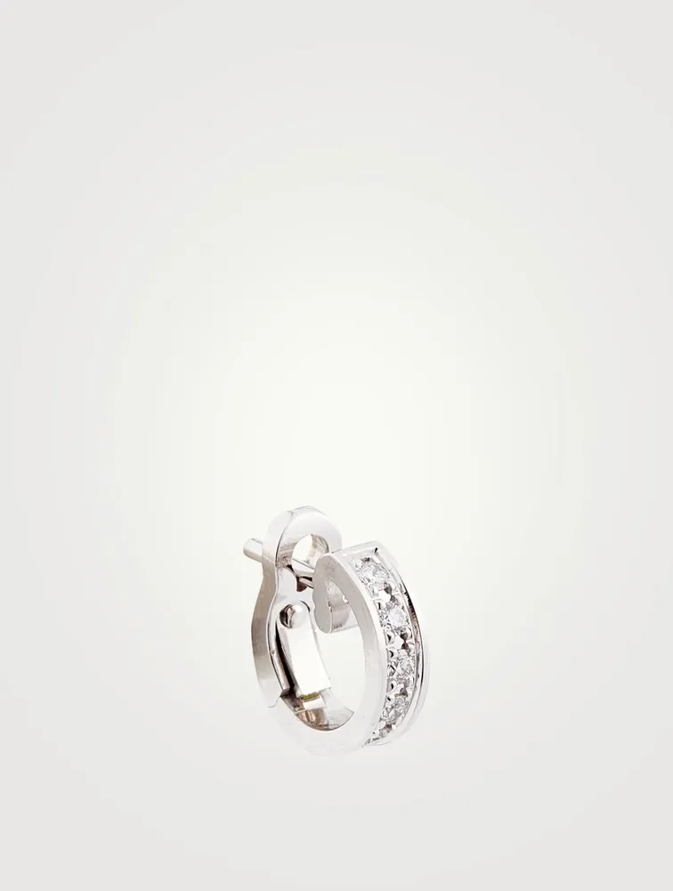 Radiant Edition Quatre Clou De Paris White Gold Hoop Earring With Diamonds