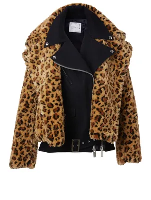 Wool Faux-Fur Jacket Leopard Print