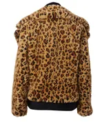 Wool Faux-Fur Jacket Leopard Print