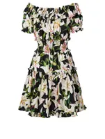 Cotton Off-The-Shoulder Dress Floral Print