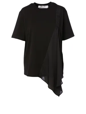 Cotton T-Shirt With Silk Pleat