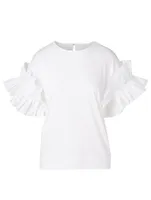 Cotton Ruffle-Sleeve Top
