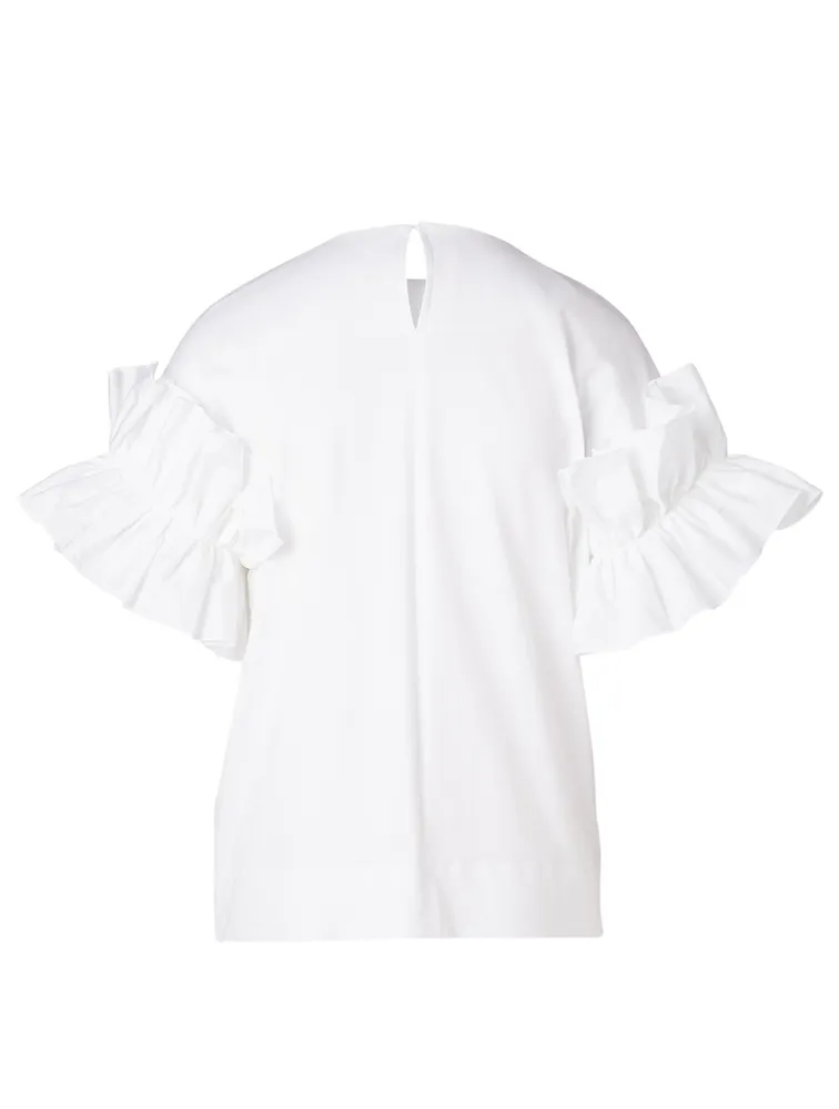 Cotton Ruffle-Sleeve Top