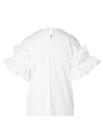 Cotton Ruffle-Sleeve Top