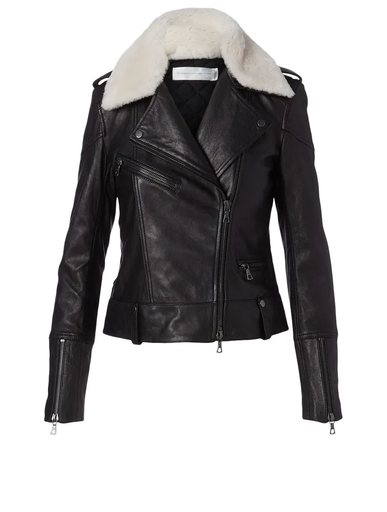 Shearling Collar Biker Jacket