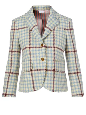 Wool Fray Blazer Check Print