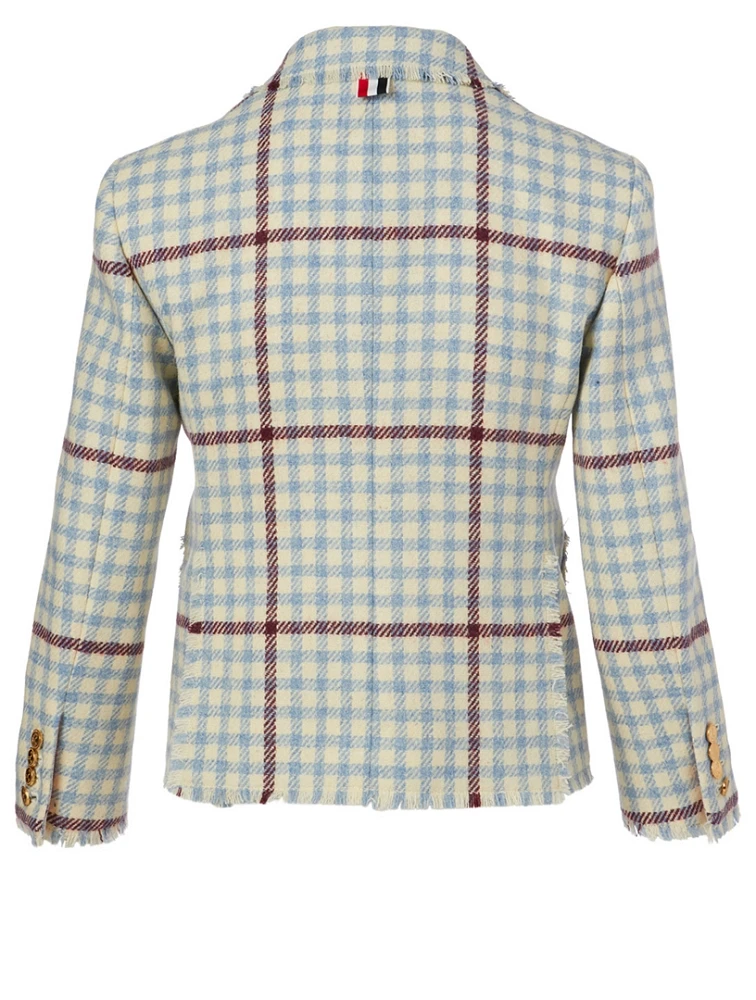 Wool Fray Blazer Check Print