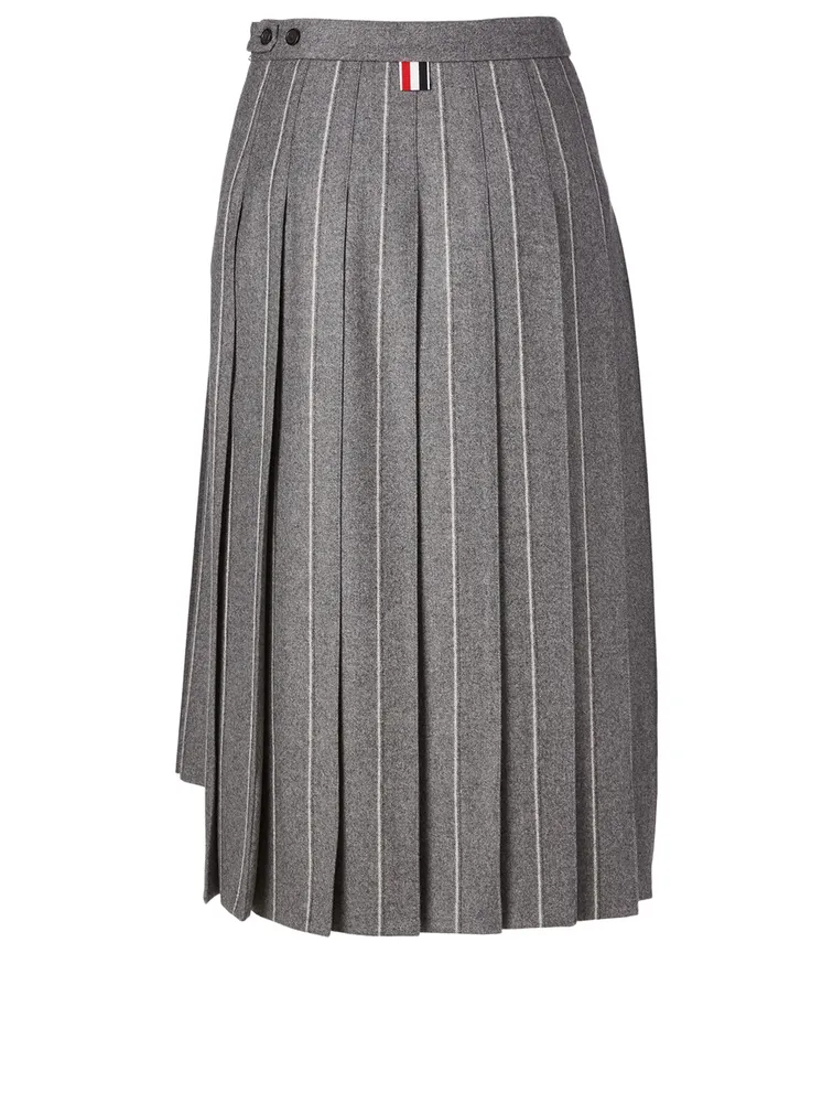 Wool Midi Skirt Stripe Print