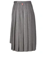 Wool Midi Skirt Stripe Print