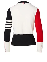 Wool Four-Bar Cardigan Fun Mix Print