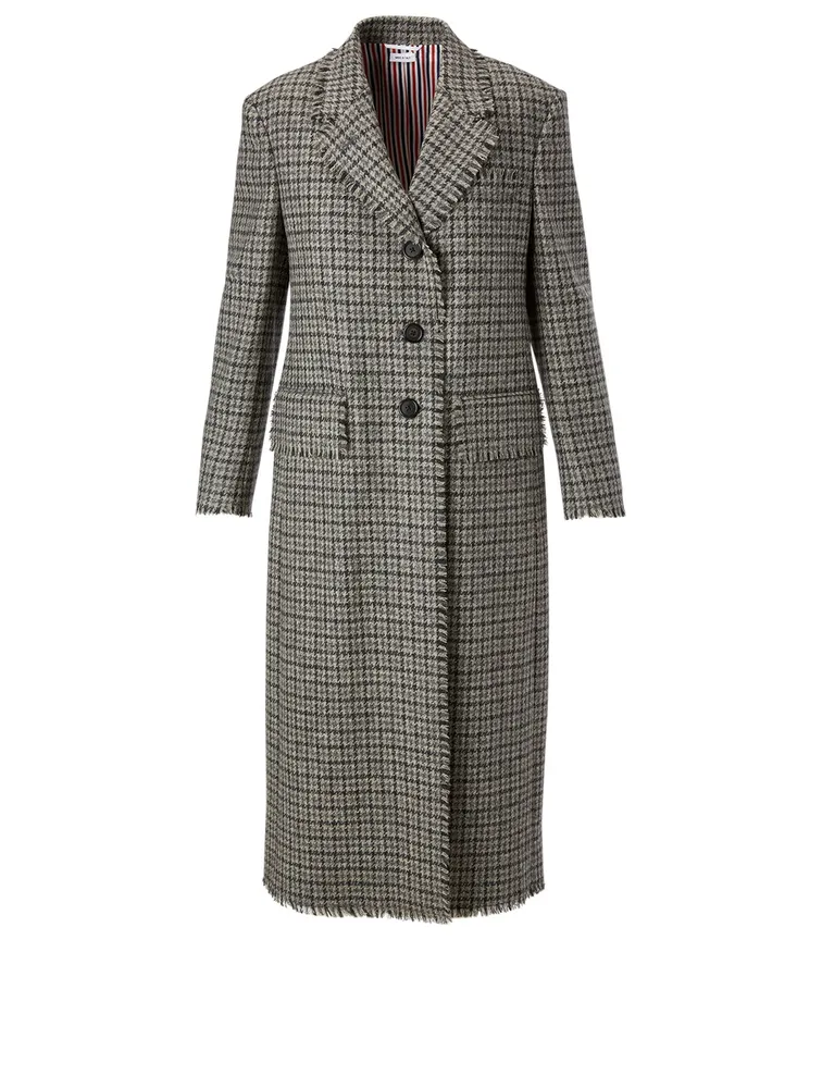 Wool Long Blazer Check Print