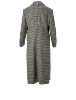 Wool Long Blazer Check Print