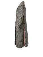 Wool Long Blazer Check Print