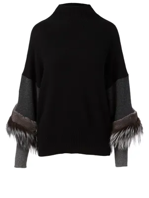 Cashmere Sweater With Fur Detail