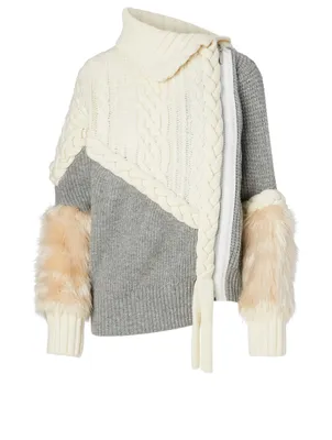 Wool-Blend Cable-Knit Sweater