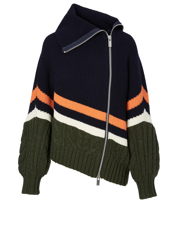 Wool-Blend Zip Cardigan