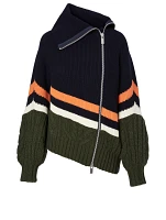 Wool-Blend Zip Cardigan