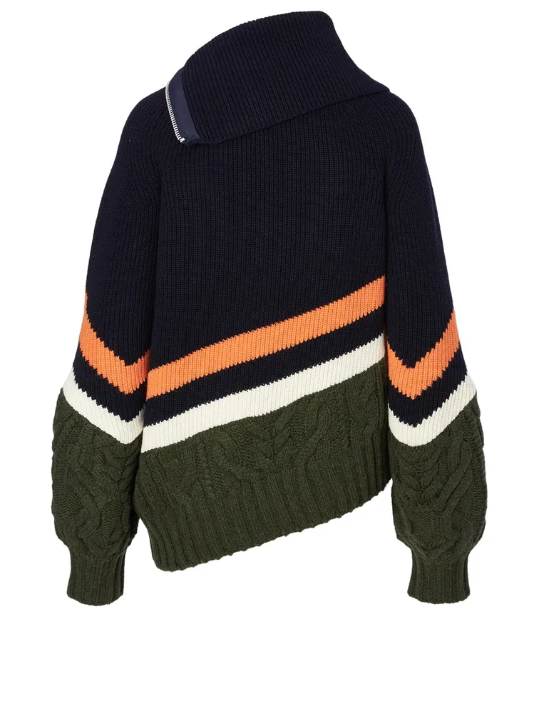 Wool-Blend Zip Cardigan