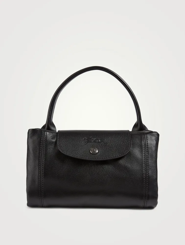 Medium Le Pliage Leather Top Handle Bag