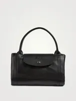Medium Le Pliage Leather Top Handle Bag