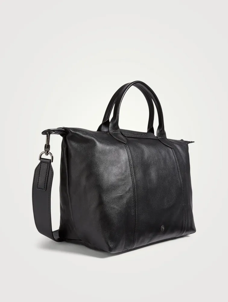 Medium Le Pliage Leather Top Handle Bag