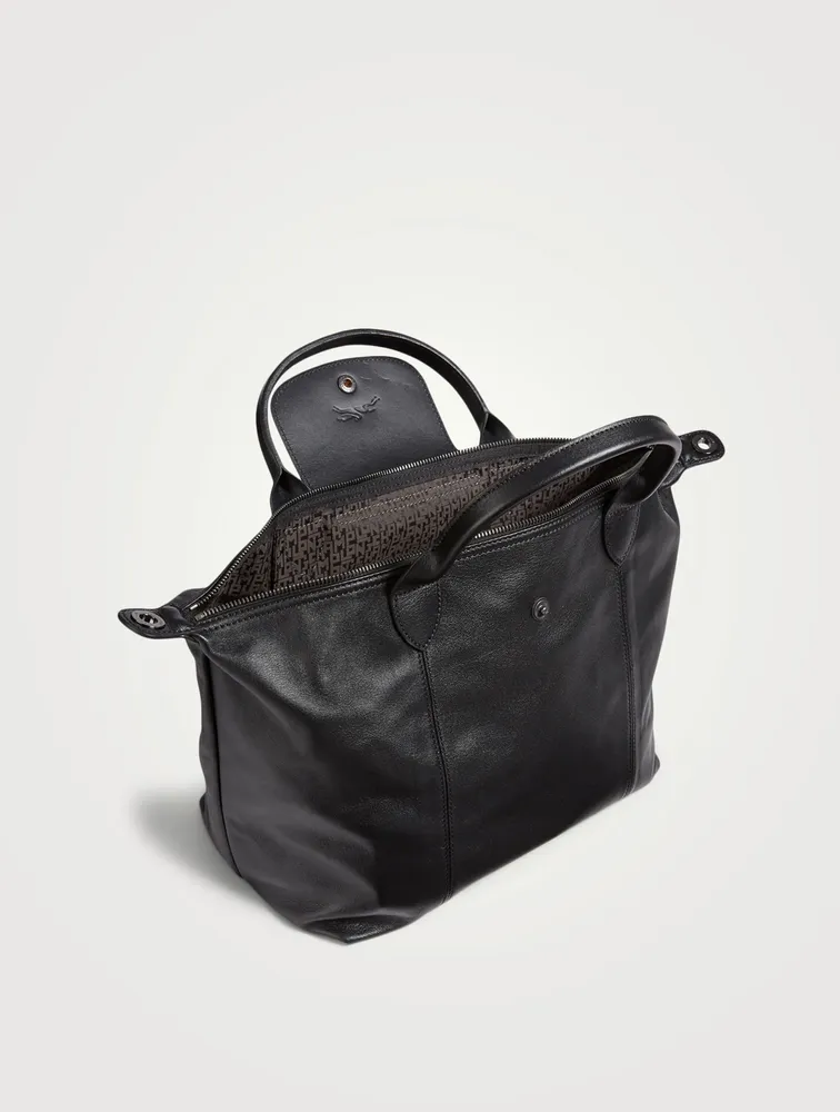 Medium Le Pliage Leather Top Handle Bag