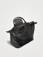 Medium Le Pliage Leather Top Handle Bag