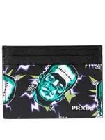 Saffiano Leather Card Holder With Frankenstein Print