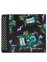 Saffiano Leather Wallet With Frankenstein Print
