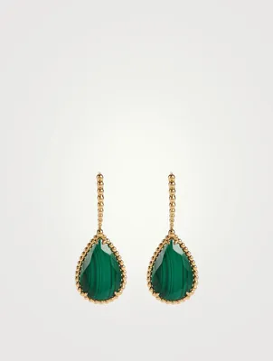 Serpent Bohème Gold Sleeper Earrings With Malachite