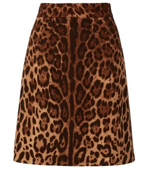 Wool Mini Skirt Leopard Print