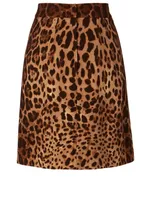 Wool Mini Skirt Leopard Print