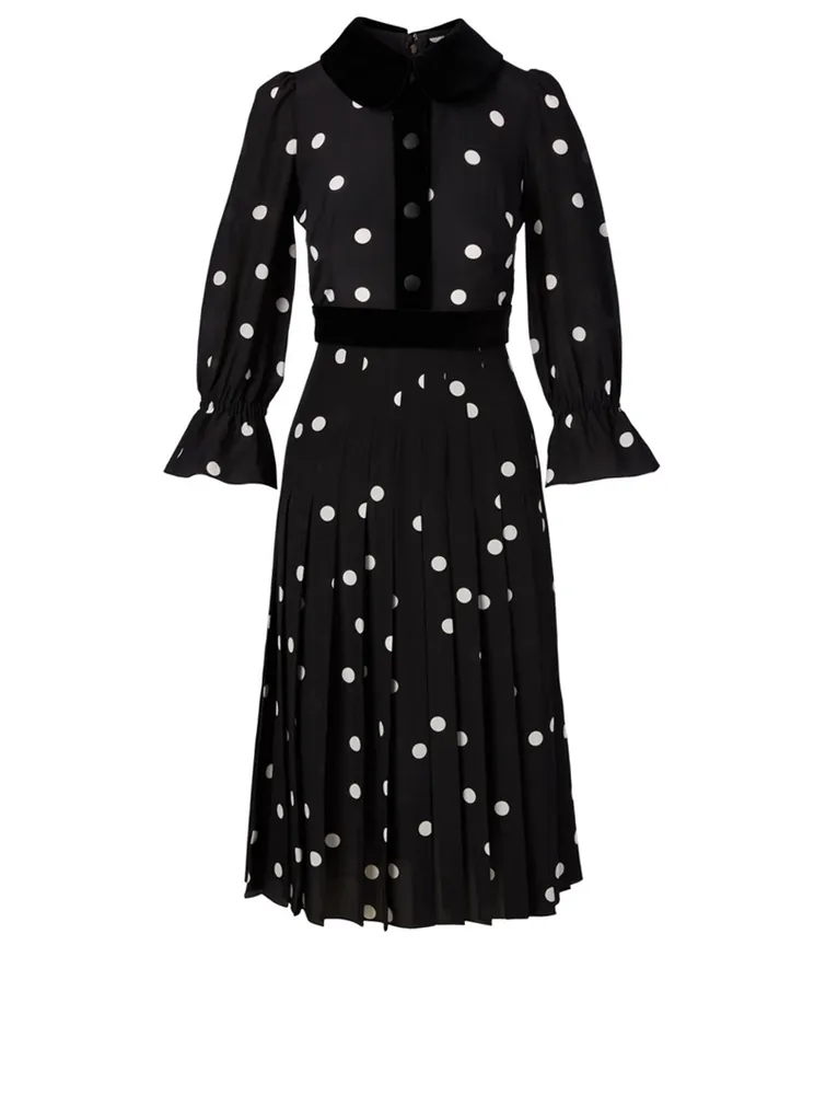 Crepe de Chine Dress Polka Dot Print