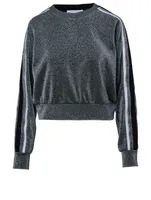 Laser Metallic Stripe Sweatshirt