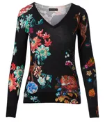 Silk And Cashmere Sweater Floral Print
