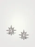 Mini Aztec Sterling Silver Starburst Stud Earrings With Topaz And White Sapphires