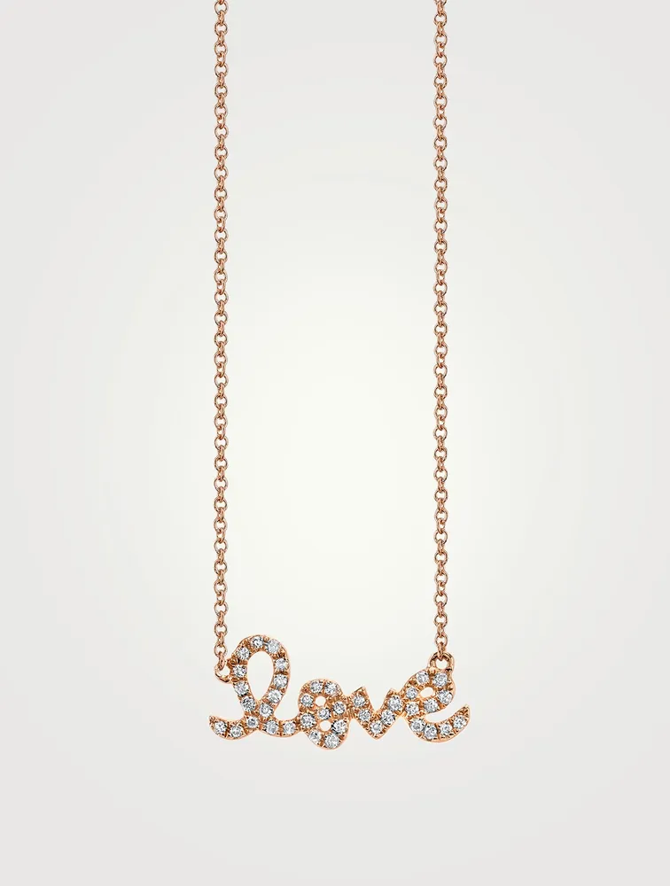 Small 14K Rose Gold Love Necklace With Diamonds