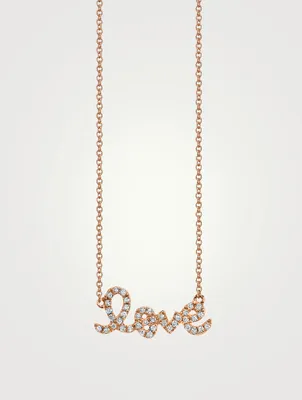 Small 14K Rose Gold Love Necklace With Diamonds