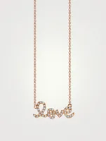 Small 14K Rose Gold Love Necklace With Diamonds