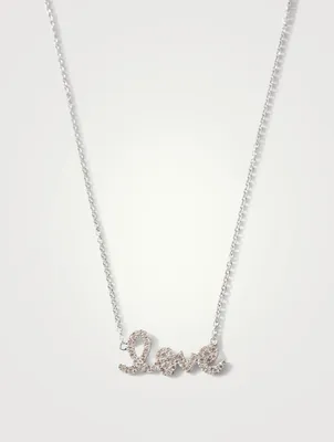 Small 14K White Gold Love Necklace With Diamonds