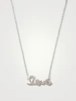 Small 14K White Gold Love Necklace With Diamonds