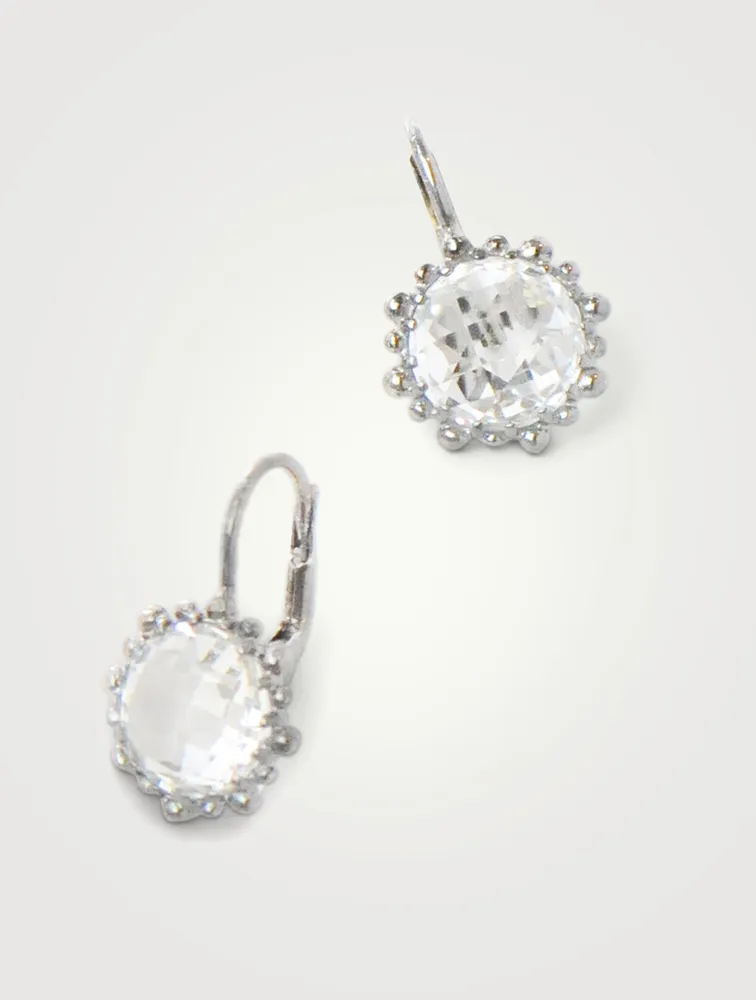 Dew Drop Sterling Silver Snowflake Earrings With Topaz