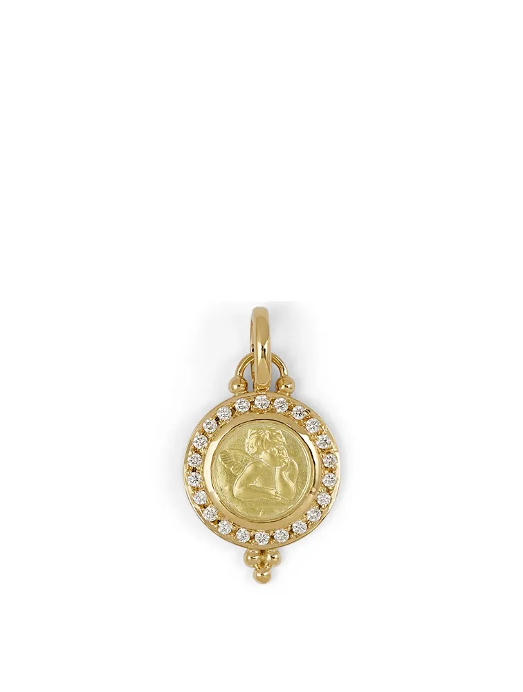 18K Gold Angel Pendant With Diamonds