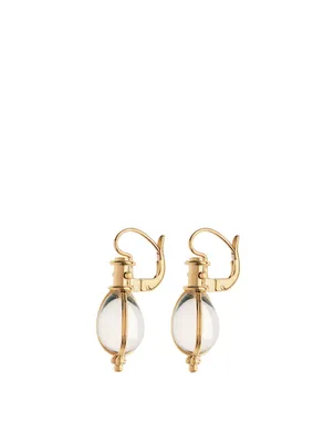 18K Gold Classic Amulet Earrings With Crystal