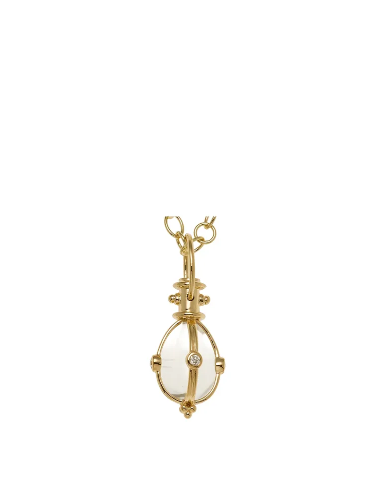 18K Gold Classic Amulet With Crystal And Diamonds