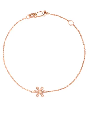 14K Rose Gold Flower Bracelet With Diamonds